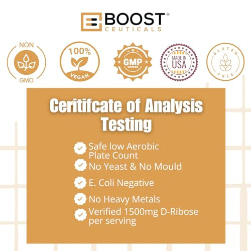 BoostCeuticals D-Ribose Capsules 90 | Pure Vegan D Ribose Supplement | Non-GMO, Gluten-Free, No Stearates | Ideal Muscle, Heart & Cellular Energy Sup