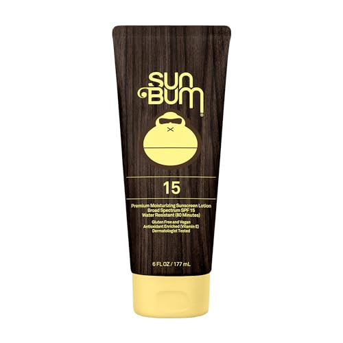 Sun Bum Original Moisturizing Sunscreen Lotion, SPF 15, 6 oz. Tube, 1 Count, Broad Spectrum UVA/UVB Protection, Paraben Free, Gluten Free, Vegan