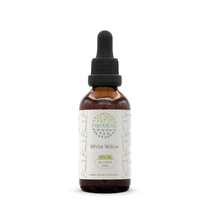 HerbEra White Willow B60 Alcohol-Free Herbal Extract Tincture, Concentrated Liquid Drops Natural White Willow (Salix Alba) Dried Bark 2 fl oz