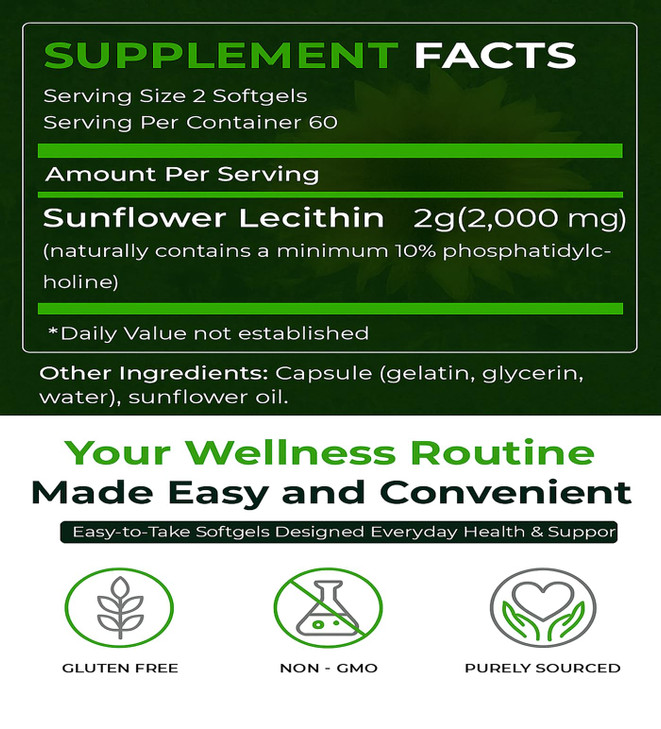 Natural Nutra Sunflower Lecithin 2000 mg Supplement, Supports Breastfeeding Moms with Plugged Milk Duct Relief, Liver & Brain Health Booster, Soy Fre