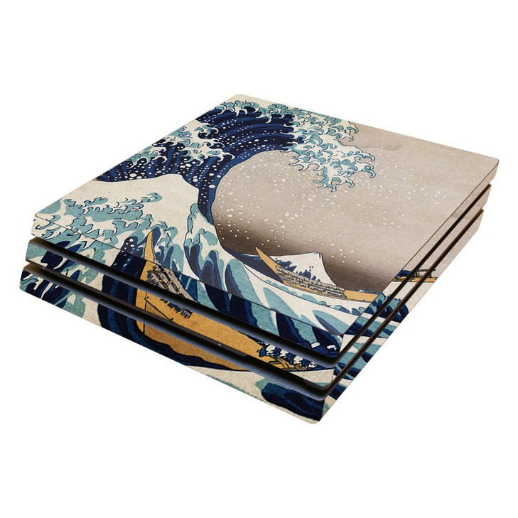 MightySkins Skin Compatible with Sony PS4 Pro Console - Great Wave of Kanagawa | Protective, Durable, and Unique Vinyl Decal wrap Cover | Easy to App
