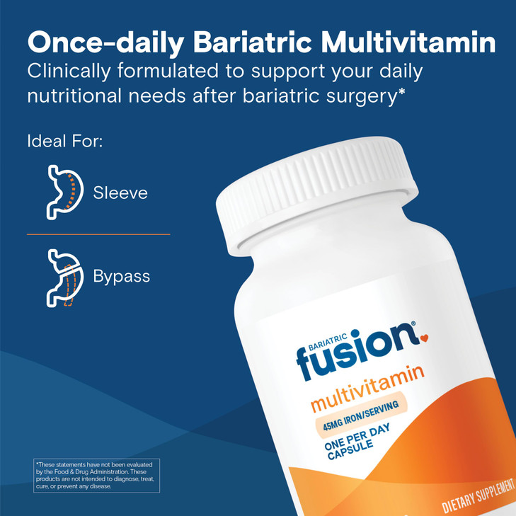 Bariatric Fusion One Per Day Bariatric Multivitamin with Iron | Easy to Swallow Capsule | Vitamin for Bariatric Surgery Patients | Gastric Bypass and