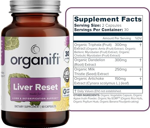 Organifi - Liver Reset - Liver Detox - Digestive and Immune Support - Promotes Cellular Energy Production, 30 Capsules