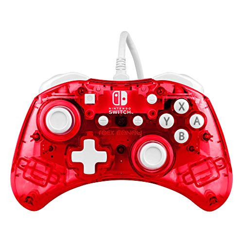 PDP Gaming Rock Candy Wired Power Nintendo Switch Pro Controller, Officially Licensed Lite/OLED Compatible Gamepad, Stormin Cherry Red