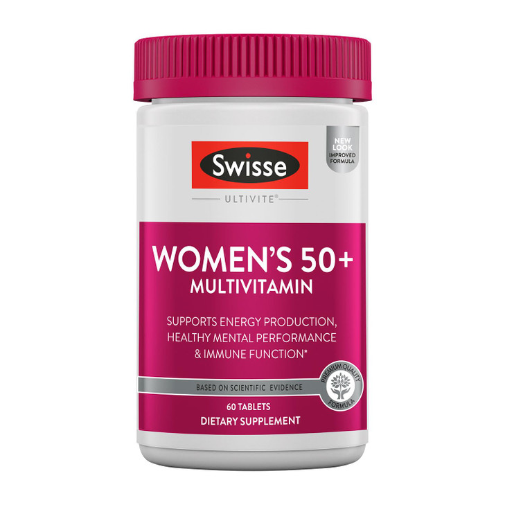 Swisse Daily Multivitamin for Women 50 and Over | 41 Vitamins, Antioxidants and Minerals + Adaptogens | Energy, Stress & Immune Support | Womens 50+