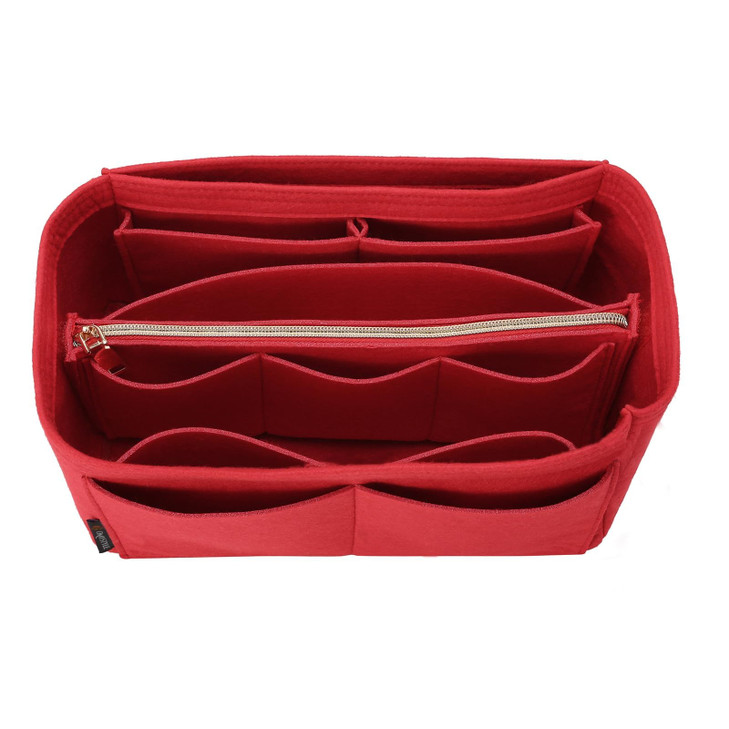 OMYSTYLE Red Slender Large Organizer Insert, Felt Tote Bag Organizer Insert with 5 Sizes, Handbag Dividers for Inside Purse, Compatible with Longcham