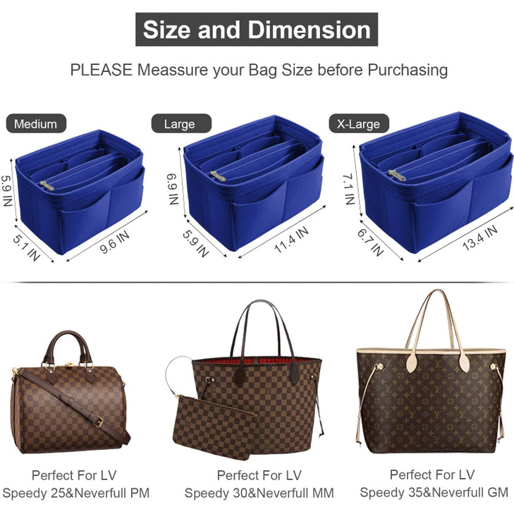 OMYSTYLE Darkblue Organizer Insert, Felt Tote Bag Organizer Insert with 5 Sizes, Handbag Dividers for Inside Purse, Compatible with Longchamp, Neverf