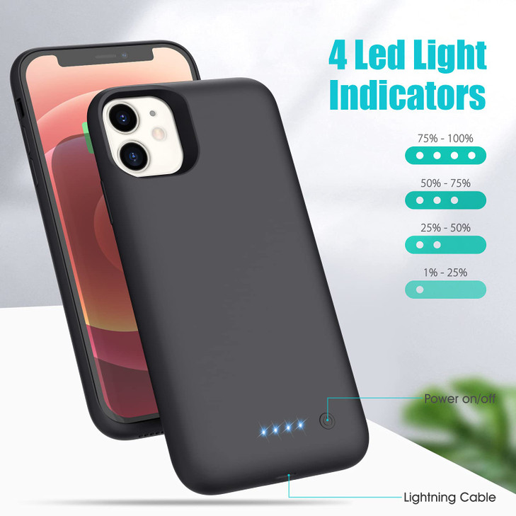 Battery Case for iPhone 12/12 Pro,[6800mAh] Protective Portable Charging Case Rechargeable Charger Case Extended Battery Pack for iPhone 12/12 Pro (6