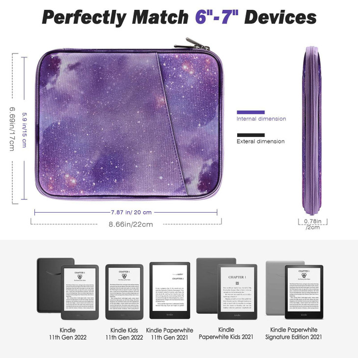 MoKo 6-7" eReader Sleeve Bag for 7" Kindle Colorsoft Signature Edition, Fire 7 2022, All-New 6" Kindle 11th Gen 2022/10th Gen 2019/8th Gen 2016, 6.8"