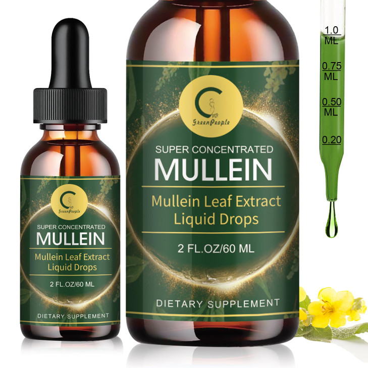 Mullein Drops for Lungs - Lung Cleanse & Detox - Vegan Mullein Leaf Extract Liquid Tincture, Support for Respiratory, Immune, Digestive System, Natur