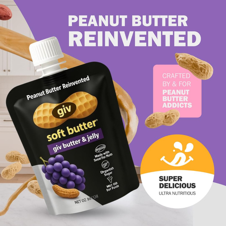 Peanut Butter Reinvented. Peanut Butter & Jelly All Natural No Added Sugar Healthy Snacks for Kids & GLP-1 Friendly Healthy Snacks for Adults w/MCT O