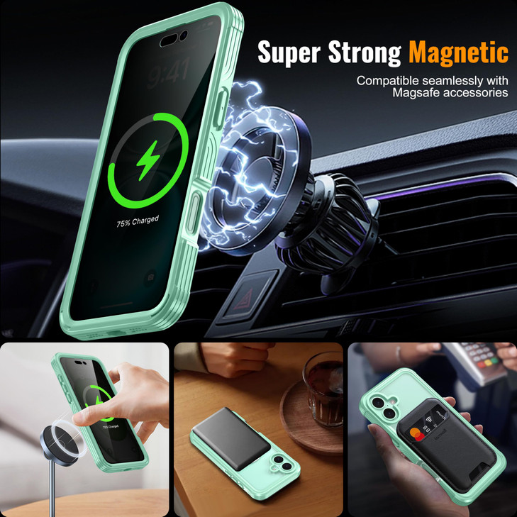 GIVELOT Magnetic & Stand for iPhone 16 Pro Max Case Built-in Privacy Screen Protector[360° Full Body Protection][Fit for Magsafe][Lens Protector] Hea