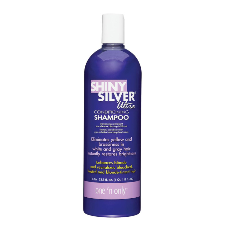 One 'n Only Shiny Silver Purple Shampoo - Argan Oil Toning Hair Shampoo for Blonde, Gray, White & Highlighted Hair - Moisturizes, Brightens & Reduces
