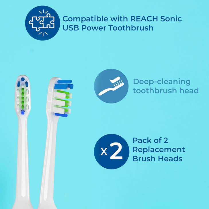 Reach Sonic USB Electric Toothbrush, Soft, Includes Toothbrush Handle, Brush Head, Toothbrush Cap, Travel Case and Toothbrush Stand