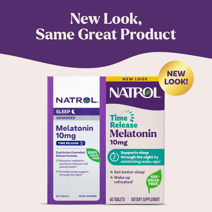 Natrol Advanced Sleep Melatonin Tablets, Maximum Strength 10 mg 60 ea ( Pack of 2)