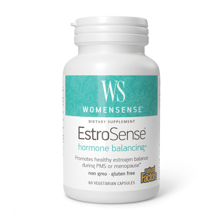 WomenSense EstroSense by Natural Factors, Natural Supplement to Support Estrogen and Hormone Balance During PMS or Menopause, Vegan, Non-GMO, 60 Caps
