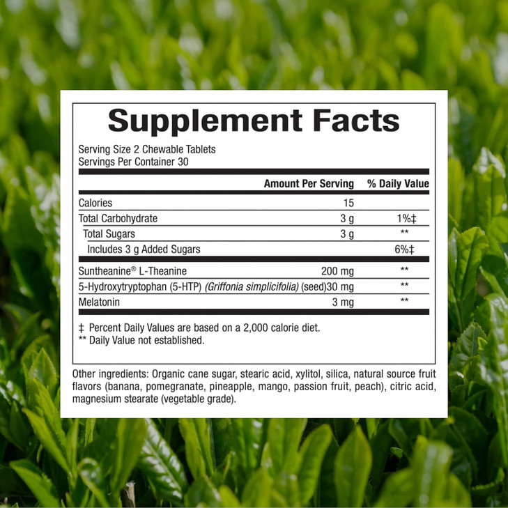 Natural Factors Tranquil Sleep - Calm Sleep Health Supplement - Relaxation Support Supplement with Melatonin & 5-HTP - 60 Chewable Tablets (30 Servin