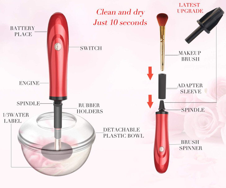 FreelyKoi makeup brush cleaner, with 6 rubber ring makeup brush cleaner, can be washed and dried in a few seconds, suitable for professional makeup b
