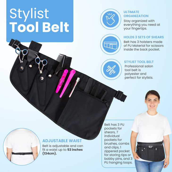 Stylist Tool Belt - Polyester Tool Pouch Belt for Salon Stylists - Holds 2 Shears - Shears Holder - Scissor Holster for Hairdressers - Shear Holster