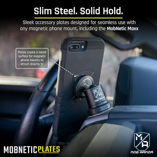Mob Armor MobNetic Plates (2 Pack) - Compatible with Mob Magnetic Phone Mount for Car - Universal Smartphone Mounting Plates - Best Vehicle Accessory