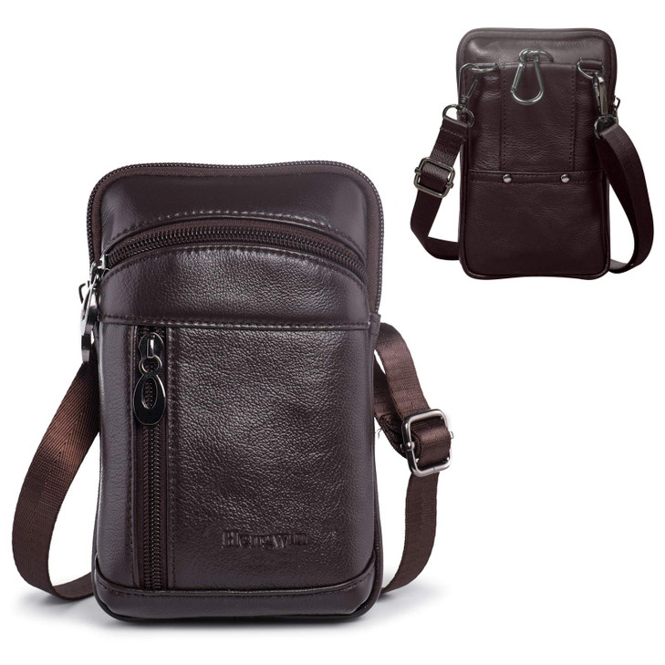 hengwin Leather Cell Phone Holster Fit for iPhone 17 Pro Max 16 Pro Max 15 Pro Max 14 Pro Max Samsung Galaxy A15 S25 Ultra Belt Pouch Crossbody Purse