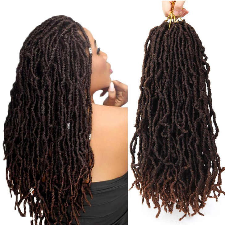 Youngther New Faux Locs Crochet Hair 18 inch Most Natural New Soft Locs Crochet Hair 6 Packs Synthetic Crochet Hair for Black Women(18"6Pcs-M30)
