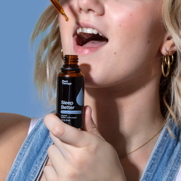 Plant Therapy Organic Sleep Better Tincture 30 mL (1 oz) Supports Relaxation & Sleep, Helps Calm a Busy Mind, with Chamomile, Lemon Balm & Valerian E