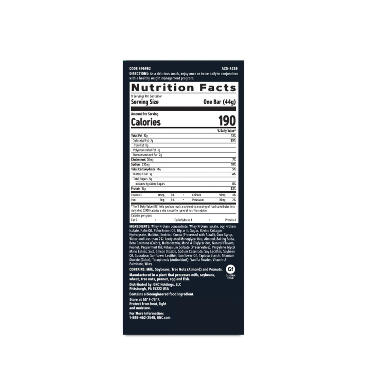 GNC Total Lean Layered Lean Bar - Chocolate Mint (9 Bars)