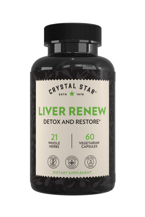 Crystal Star Liver Renew, 60 Capsules, Herbal Liver Cleanse Supplement That Supports Normal Liver Function & Promotes Toxin Release - Milk Thistle, N