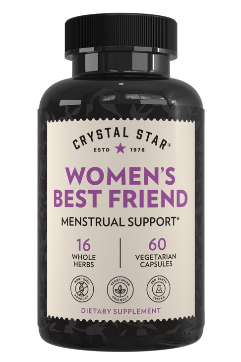 Crystal Star Women's Best Friend (60 Capsules) - Herbal Menstrual Relief Supplement for Help with Cramps & Bloating  Dong Quai, Cramp Bark, Hawthorn