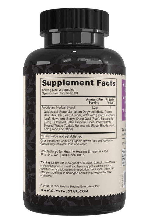 Crystal Star Women's Best Friend (60 Capsules) - Herbal Menstrual Relief Supplement for Help with Cramps & Bloating  Dong Quai, Cramp Bark, Hawthorn