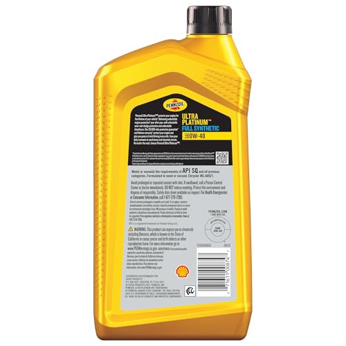 Pennzoil Ultra Platinum Full Synthetic 0W-40 Motor Oil, 1 Quart (6 Pack)