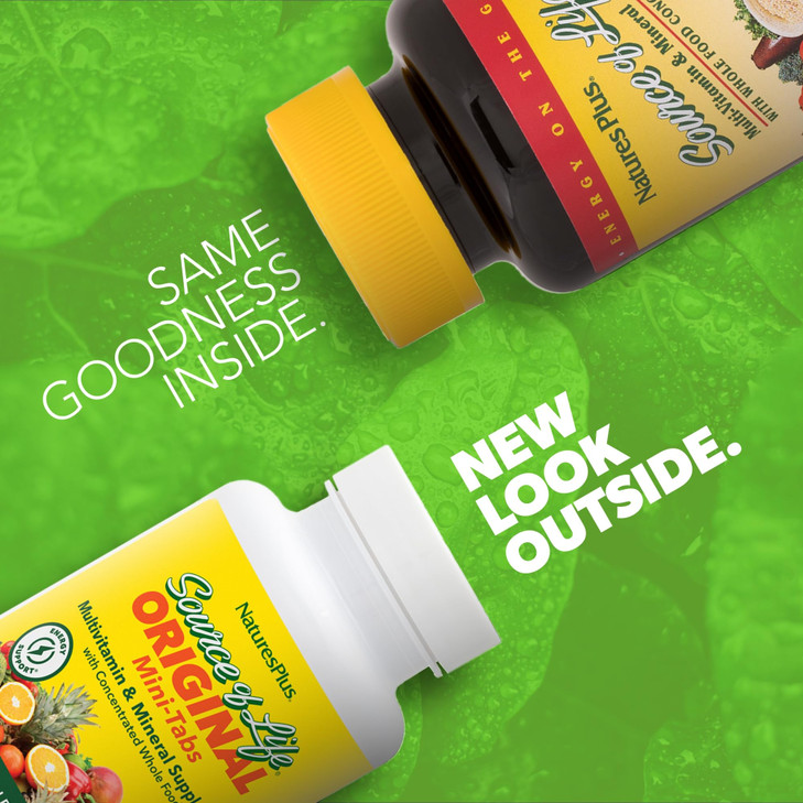 NaturesPlus Source of Life - 90 Mini-Tabs - Multivitamin & Mineral Supplement - Supports Natural Energy & Overall Well-Being - Gluten Free, Vegetaria