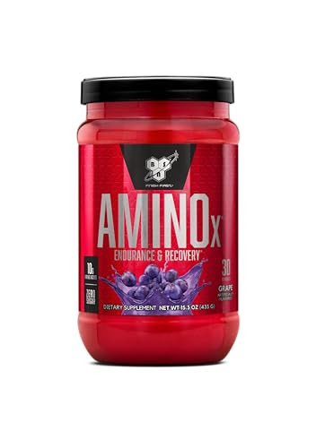 BSN Amino X Muscle Recovery & Endurance Powder with BCAAs, 10 Grams of Amino Acids, Keto Friendly, Caffeine-Free, Support Endurance, Zero Sugar, Grap