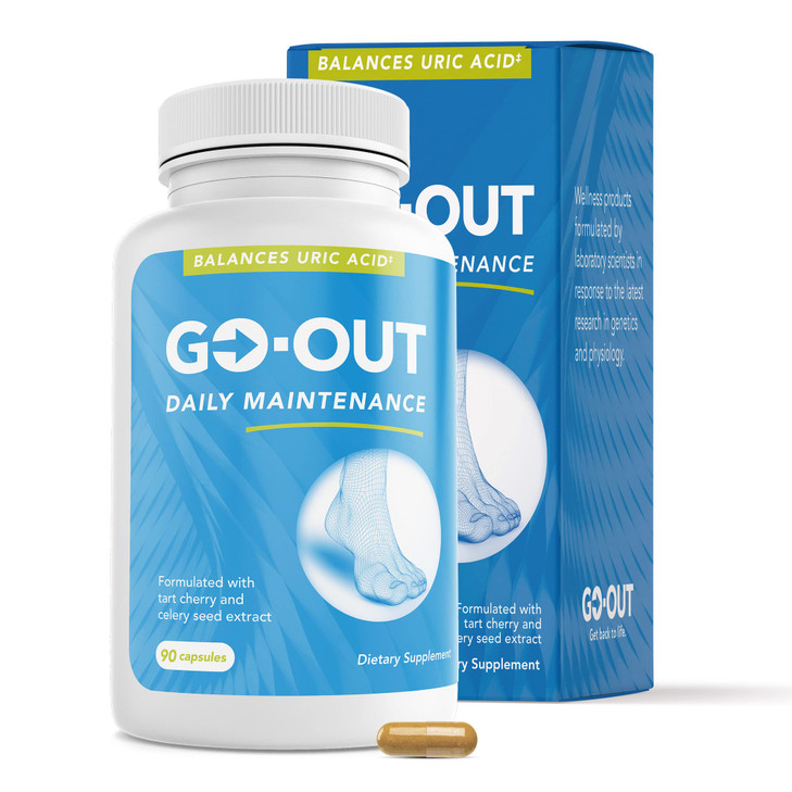 Go Out Daily Maintenance - Natural Uric Acid Support with Tart Cherry, Celery Seed, and Turmeric - Vegan, Non-GMO, Gluten-Free Supplement for Joint C