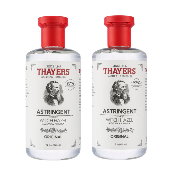 THAYERS Original Witch Hazel Astringent with Aloe Vera, 12 Oz (Pack of 2)