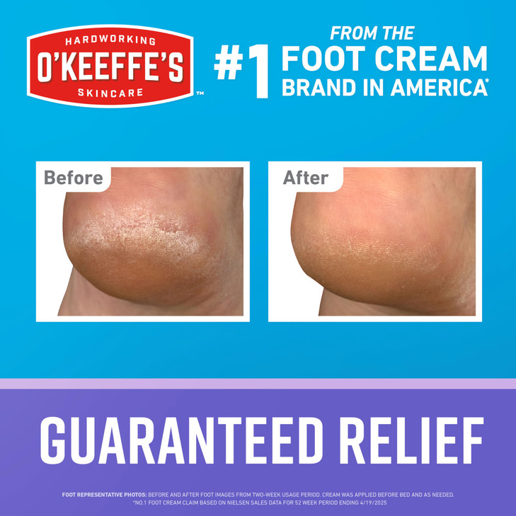 O'Keeffe's for Healthy Feet Night Treatment Foot Cream - 3 oz Tube (2 Pack) - Guaranteed Overnight Relief for Extremely Cracked, Dry Feet, Repairing