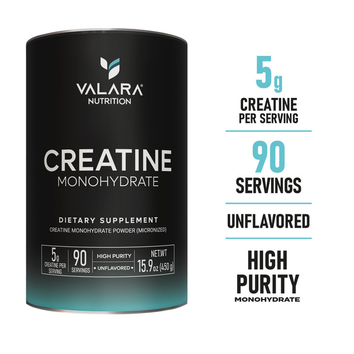 Valara Creatine Monohydrate Micronized Powder 450g, 90 Servings, 5000mg Per Serv (5g) Unflavored, Vegan and Keto Friendly