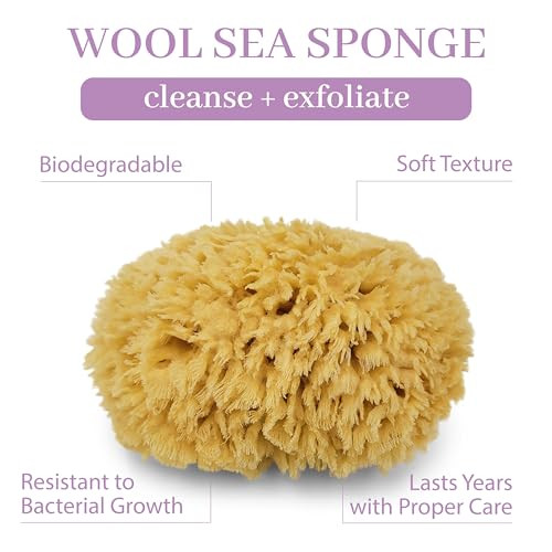 Baudelaire Sea Wool Sponge 5.5" - Natural Sea Sponge for Bathing and Shower - Durable, Sustainable & Environment-Friendly Loofah for Body