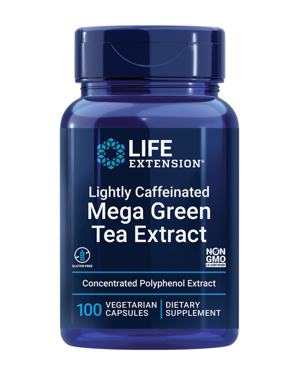 Life Extension Lightly Caffeinated Mega Green Tea Extract, Camellia sinensis Extract with Concentrated EGCG polyphenol Content, Gluten-Free, Non-GMO,
