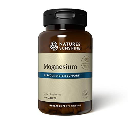 Nature's Sunshine Magnesium, 250 mg, 180 Tablets | Supports Both The Nervous and Structural Systems by Helping Muscles Relax and Maximize Energy Prod