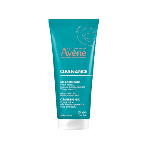 Avène Cleanance Cleansing Gel Soap Free Cleanser for Acne Prone, Oily, Face & Body, 6.7 Oz