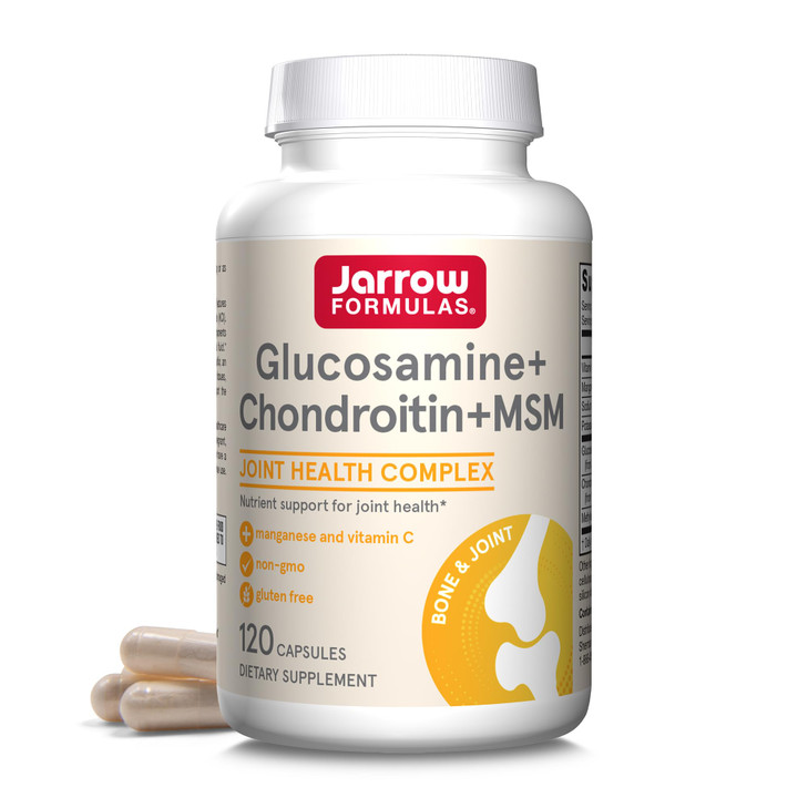 Jarrow Formulas Glucosamine, Chondroitin, and MSM Capsules; Joint Support Supplement with Vitamin C and Manganese, Bone & Joint Health, 120 Capsules,