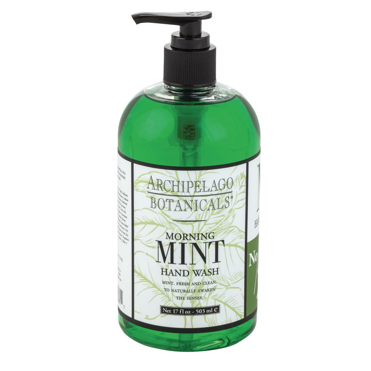 Archipelago Botanicals Morning Mint Liquid Hand Soap, Moisturizing Daily Hand Wash with Soap Pump, Kitchen or Bathroom Hand Soap, 17.0 Fl. Oz.