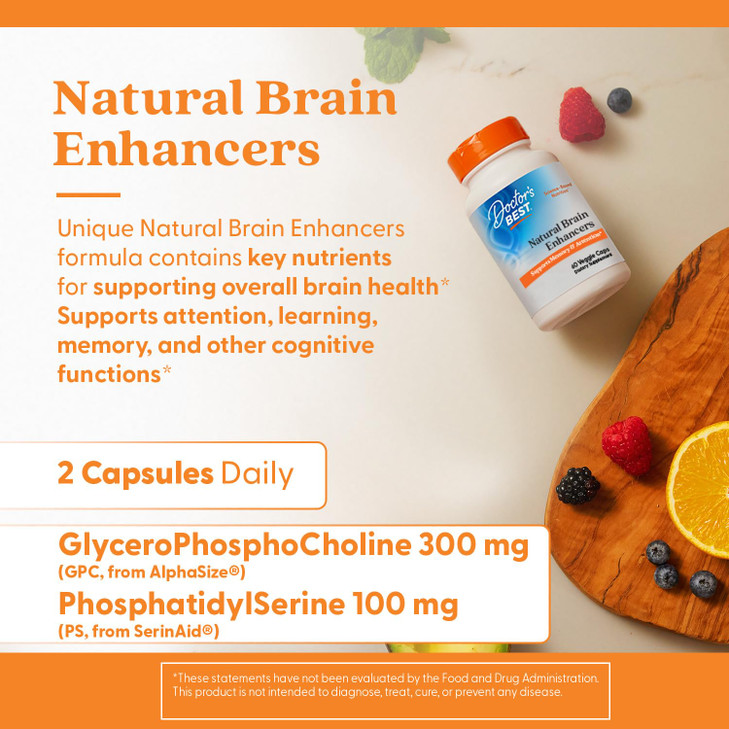 Doctors Best Natural Brain Enhancers with AlphaSize + SerinAid, Supports Memory & Attention, Non-GMO, Gluten Free, Vegan 60 Veggie Caps