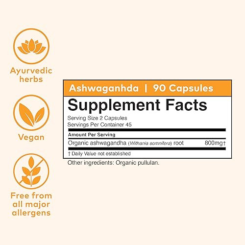 ORGANIC INDIA Ashwagandha Capsules - Organic Ashwagandha Supplement - Vegan Ashwagandha Root, Gluten-Free, Kosher, Non-GMO, Supports Stress Relief, E