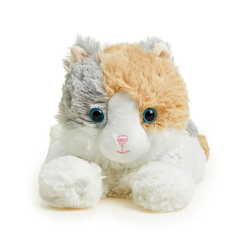 warmies Microwavable & Weighted Stuffed Animals, Calico Cat - Heated Stuffed Animal Plushie for Warmth & Comfort - Cute Soft Plush Toys for Adults &