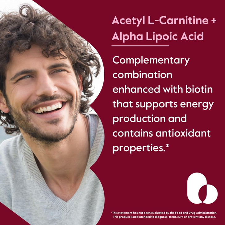 BESTVITE Acetyl L-Carnitine 500mg & Alpha Lipoic Acid 200mg per Capsule with Biotin (120 Vegetarian Capsules) - No Stearates - Vegan - Non GMO - Glut