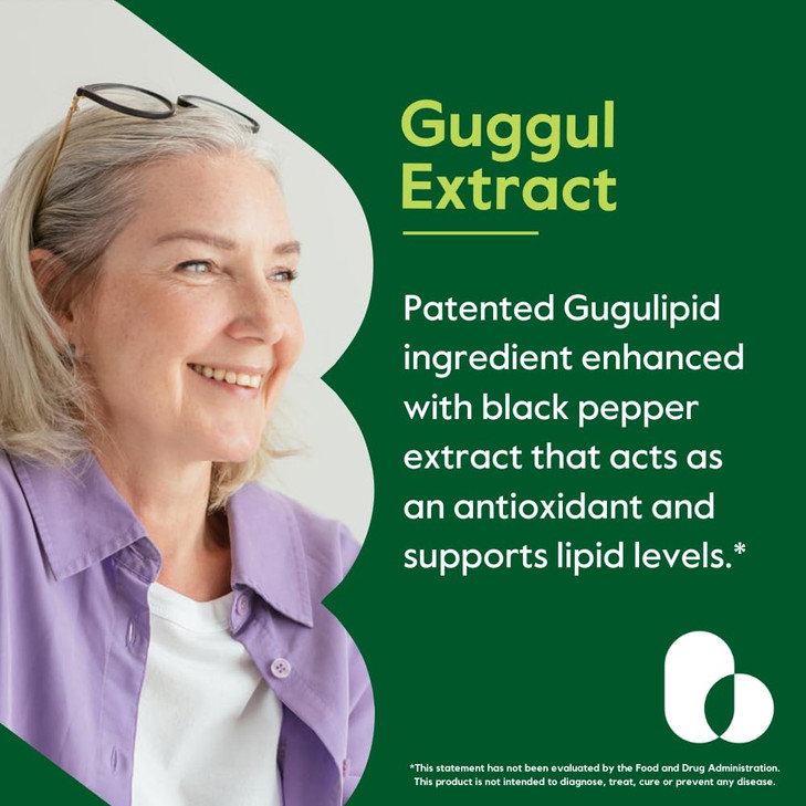 Guggul Extract 500mg (120 Vegetarian Capsules) - Backed by Clinical Research, Patented and Standardized, Enhanced by Bioperine - No Fillers - No Stea