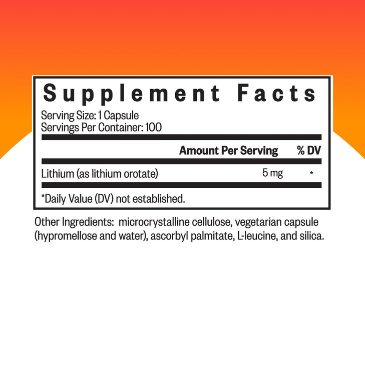 Seeking Health Lithium Orotate - Mineral Supplement Supports Brain Health & Memory - Non-GMO & Gluten-Free Formula with Low Serving of Lithium - 5 mg